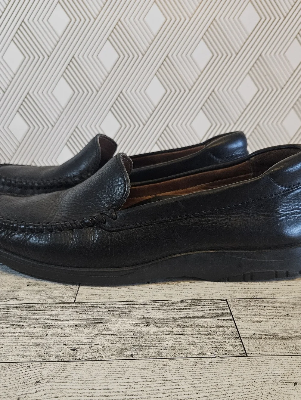 Johnston and Murphy Mens Slip On Loafer Leather Shoes Black Size 10M